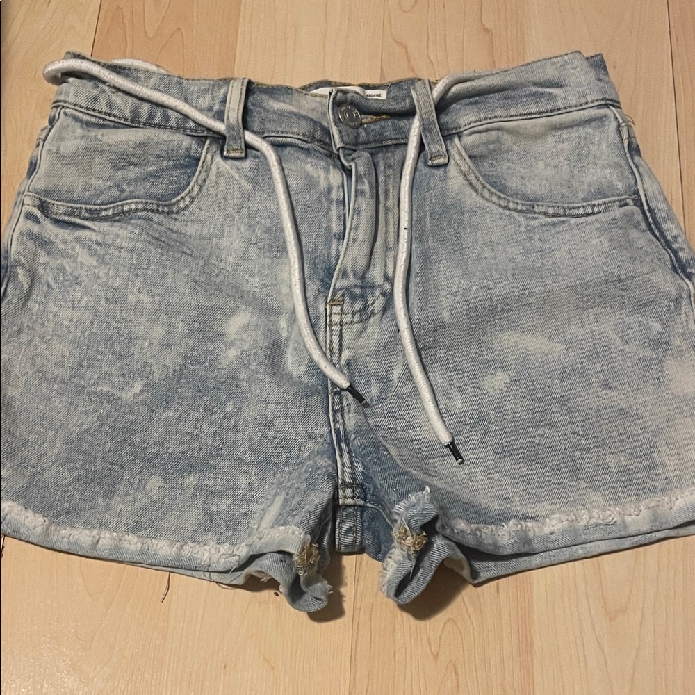 Ardene Light Blue Washed Denim Shorts with Drawstring